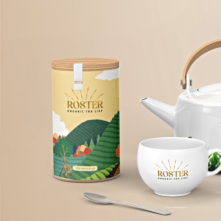 Tea packaging box design Tea Leaves Illustration, Tea Box Design, Packaging Box Design, Packaging Design Ideas, Tea Labels, Tea Packaging Design, Diy Branding, Tea Design, Food Graphic Design