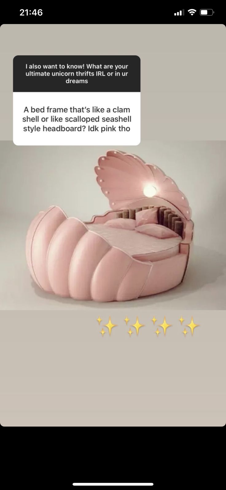 a pink bed frame that is like a clam