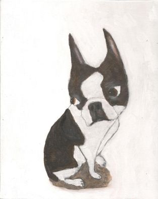 a drawing of a boston terrier sitting down