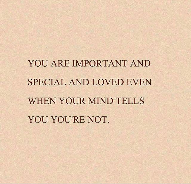 the words you are important and special and loved even when your mind tells you you're not