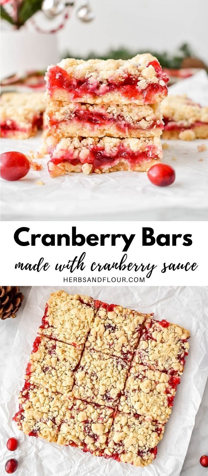 cranberry bars made with cranberry sauce are the perfect dessert for christmas