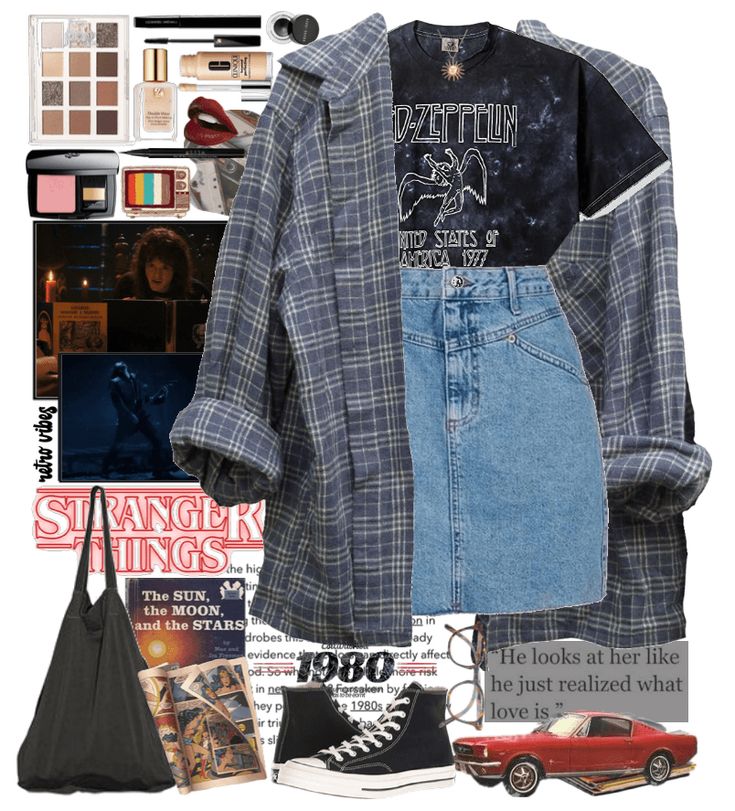 Retro Denim Skirt Outfit, Late 80s Outfits, 80s Denim Skirt Outfit, 80s Edgy Outfits, Stranger Thing Outfits, Stranger Things Shifting Outfits, Stranger Things Outfits Inspiration, Stranger Things Aesthetic Outfits, 80s Jean Skirt Outfit