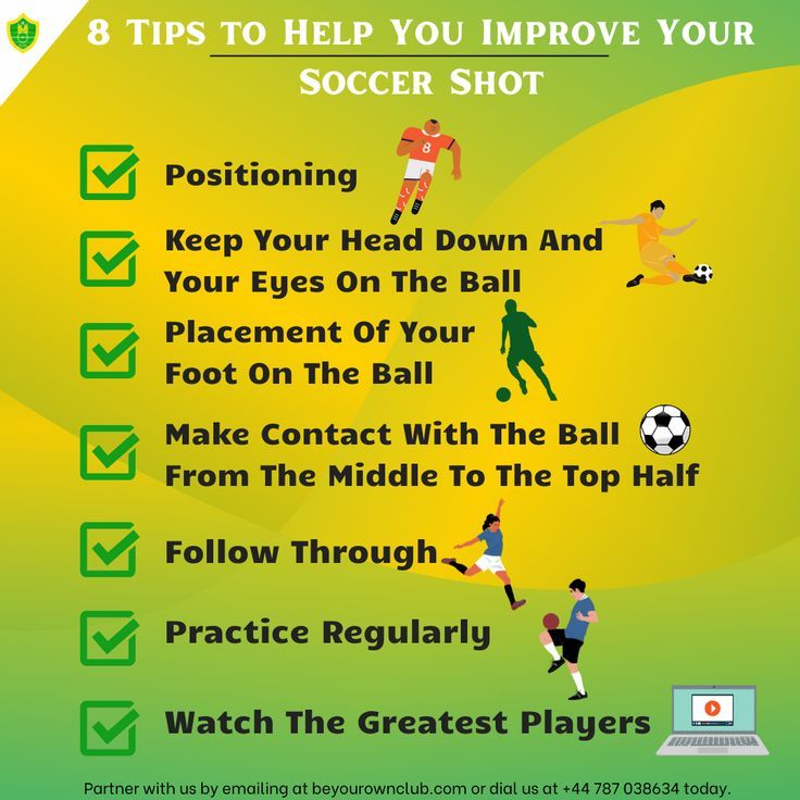 the 8 tips to help you improve your soccer player's game info sheet is below