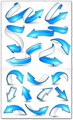 a set of blue arrows on white background