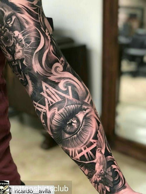 a man's arm with an all seeing eye tattoo on it