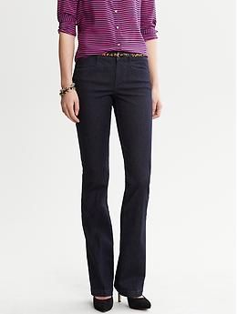 Banana Republic Indigo Denim Trouser Classic Jeans With Standard Cut Leg For Workwear, Formal Straight Leg Denim Jeans, Classic Flare Jeans For Workwear, Classic Dark Wash Pants For Workwear, Professional Flare Denim Jeans For Work, Chic Denim Pants For Business Casual, Elegant Flare Denim Jeans For Workwear, Chic Mid-rise Jeans For Business Casual, Fitted Jeans With Pockets For Business Casual