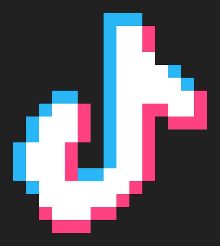 the pixel art logo is designed to look like it has pink, blue and white stripes