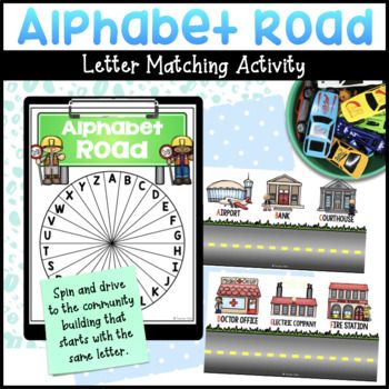 an alphabet road game with pictures and words to help students learn how to read the letter