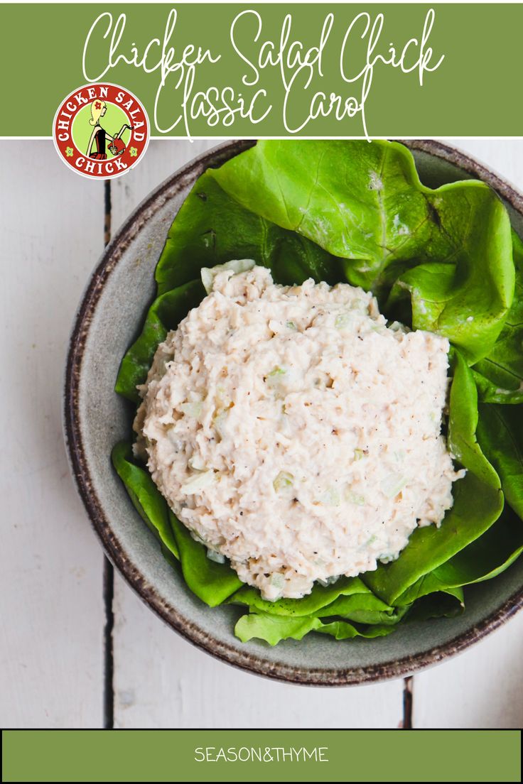 a bowl filled with lettuce and tuna salad