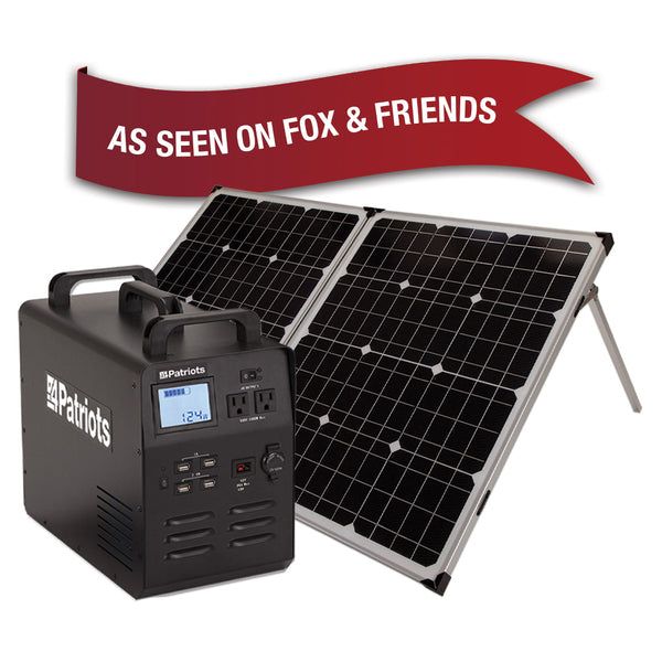 the solar power generator is on display with an advertise banner above it that reads as seen on fox & friends