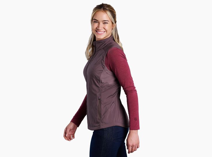 Windproof yet highly breathable; warm yet lightweight. KÜHL'S THE ONE™ VEST features temperature regulating aero knit technology. The MIKRO AIR™ fabric is water-resistant with superior stretch for better movement. It's the only ONE you’ll want. Fitted Vest For Outdoor Activities, Fitted Tops For Outdoor Activities, Functional Vest For Layering In Fall, Functional Fitted Vest For Fall, Functional Fitted Fall Vest, Functional Fall Vest For Layering, Sporty Winter Vest, Fitted Sporty Vest For Fall, Sporty Fitted Vest For Fall