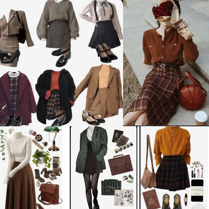 Women Academia Aesthetic, College Academia Outfits, 40s Academia Aesthetic, Dark Academia Outfit Staples, Dark Academia Outfit Simple, Dark Academia Hourglass Outfit, Romantic Academia Clothes, Dark Academia Clothing Women, Fall Themed Clothes