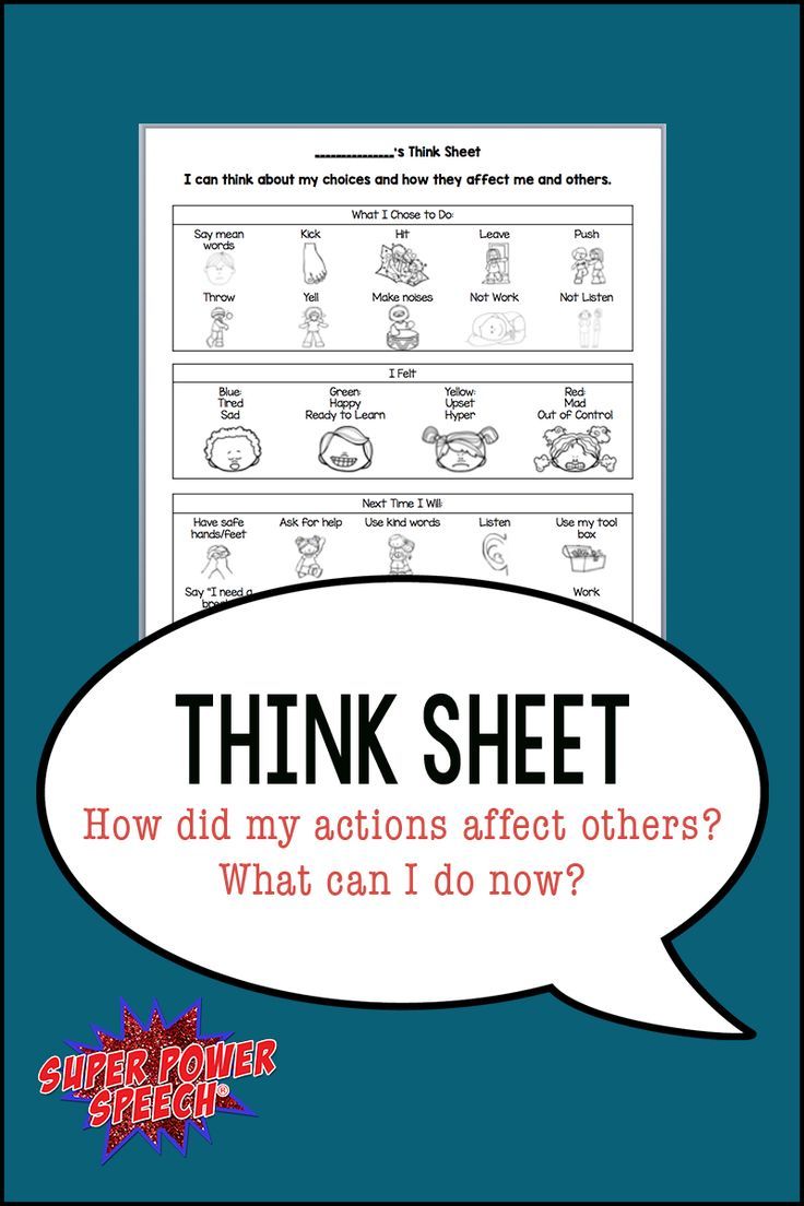 a poster with the words think sheet and an image of a speech bubble above it