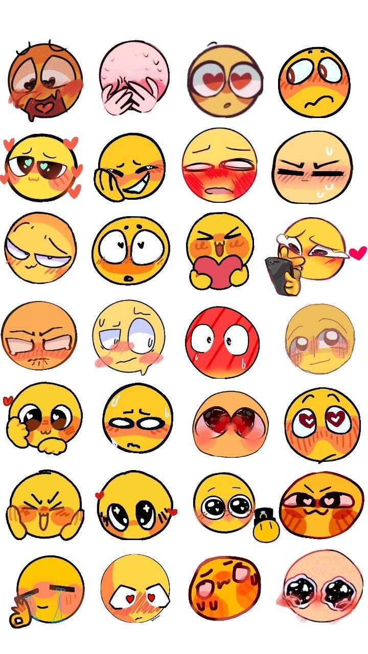 an assortment of emoticions with different facial expressions