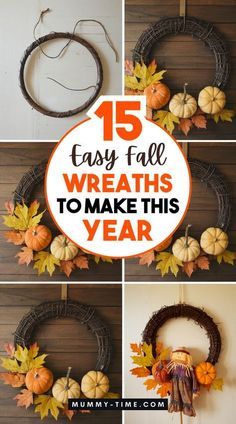 wreaths to make this year with fall leaves and pumpkins on the front door