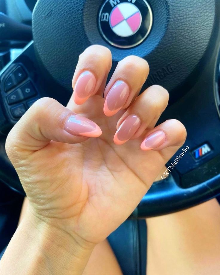 Peachy Pink French Tip Nails, Peach French Nails, Peach French Tips, Peach French Tip Nails, Glazed Peaches, Gel Manicures, Peach Nails, Awesome Nails, Tip Nails