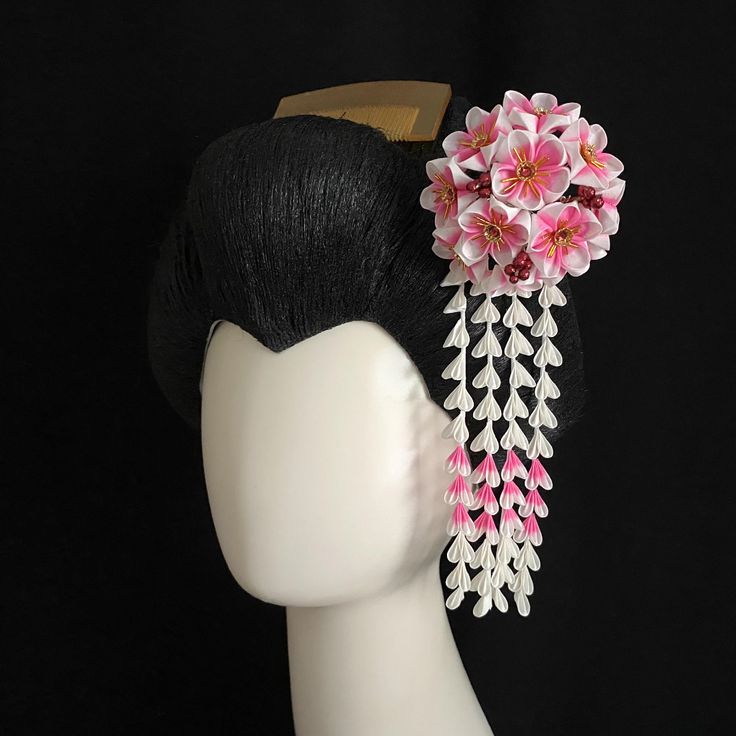 Japanese Hairpin, Japanese Dance, Japanese Kanzashi, Japanese Jewelry, Red Bud, Body Adornment, Japanese Hairstyle, Plum Blossom, Single Flower