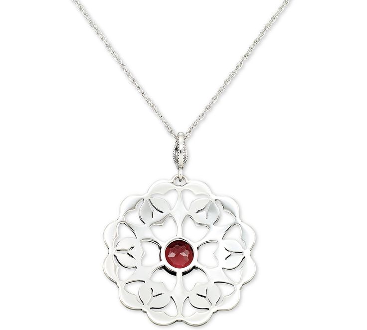 A crimson rhodolite garnet is centered within an artistically scalloped openwork design, laden with marcasite to create this stunning sterling silver pendant necklace. Rhodolite Garnet, Sterling Silver Necklace Pendants, Jewelry Repair, Silver Pendant Necklace, Spring Rings, Sterling Silver Pendant, Online Jewelry, Sterling Silver Pendants, Silver Pendant