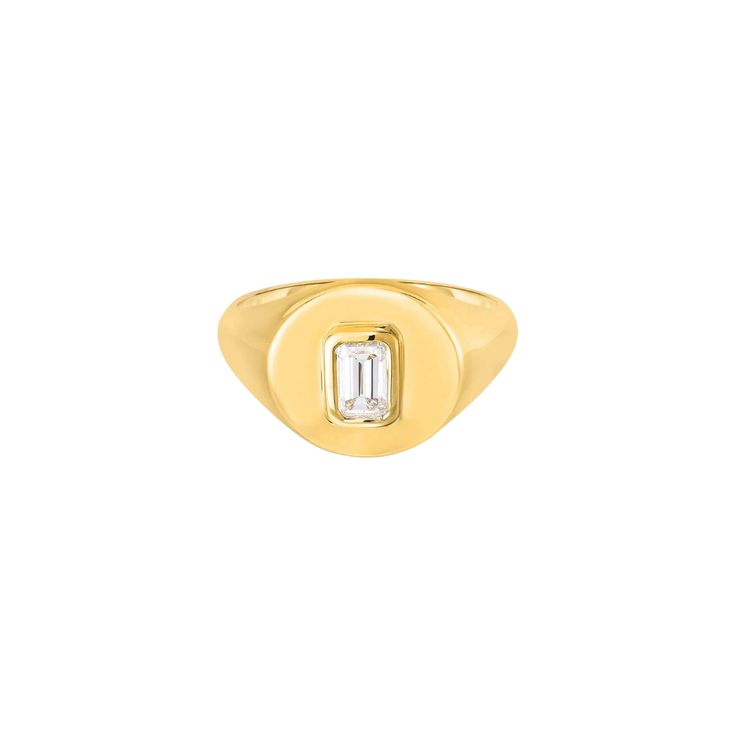 This modern take on a quintessential jewelry style is already a HN favorite. For a fresh take on this classic style, we flush-set an emerald cut diamond for a little extra sparkle. This ring is perfect worn alone on a pointer or pinky! Available in 14k Yellow Gold, Rose Gold, and White Gold Total Carat Weight 0.25ct Diamond Color: G, Clarity: SI1 Made to order. Lead time is 2-4 weeks. Benefits of 14k Gold Jewelry Most loved for its durability and longevity Can be worn daily and requires less mai Modern Everyday Brilliant Cut Diamond Ring, Everyday Modern Brilliant Cut Diamond Ring, Classic Diamond Signet Ring For Everyday, Everyday Classic Diamond Signet Ring, Classic Everyday Diamond Signet Ring, Classic Single Diamond Ring For Everyday, Classic Everyday Ring With Brilliant Cut, Classic Everyday Rings With Brilliant Cut, Classic Everyday Diamond Ring With Single Diamond