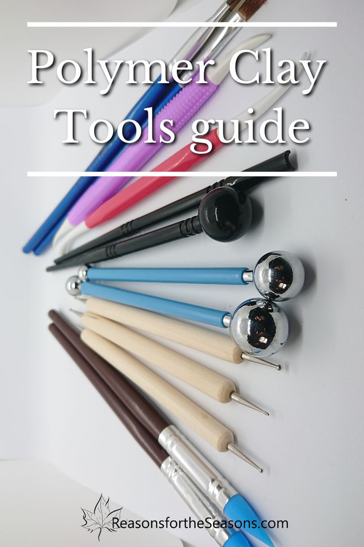 the polymer clay tools guide is shown with many different types of pens and spoons