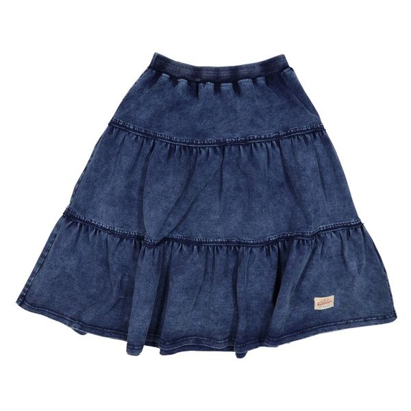 Dress your little fashionista in the chic and trendy Tiered Knit Skirt. Made from a luxurious blend of cotton, polyester, and spandex, this washed denim skirt is perfect for any occasion. Pair it with a stylish top for a sophisticated look that will make heads turn. Trendy Cotton Flared Denim Skirt, Cotton Tiered Denim Skirt With Lining, Dark Wash Cotton Skirt, Cotton Denim Blue Tiered Skirt, Casual Cotton Flared Denim Skirt, Casual Flared Cotton Denim Skirt, Casual Washed Cotton Skirt, Stretch Denim Blue Cotton Skirt, Denim Blue Cotton Ruffled Skirt