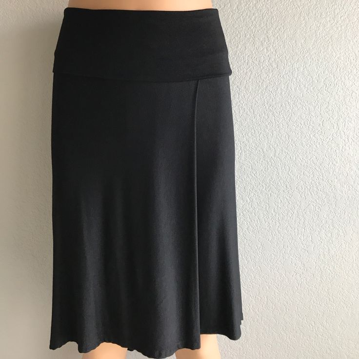 Capote Black Jersey Knit Skirt, Folded Waist Band. Breezy Soft Material, Perfect For Hot Summer Days Versatile Fitted Black Skirt, Black Fitted Versatile Skirt, Fitted Black Casual Maxi Skirt, Black Fitted Casual Maxi Skirt, Fitted Black Maxi Skirt Casual, Black Fitted Maxi Skirt Casual, Versatile Black Midi Skirt, Black Knee-length Casual Skirt, Casual Fitted Plain Skirt