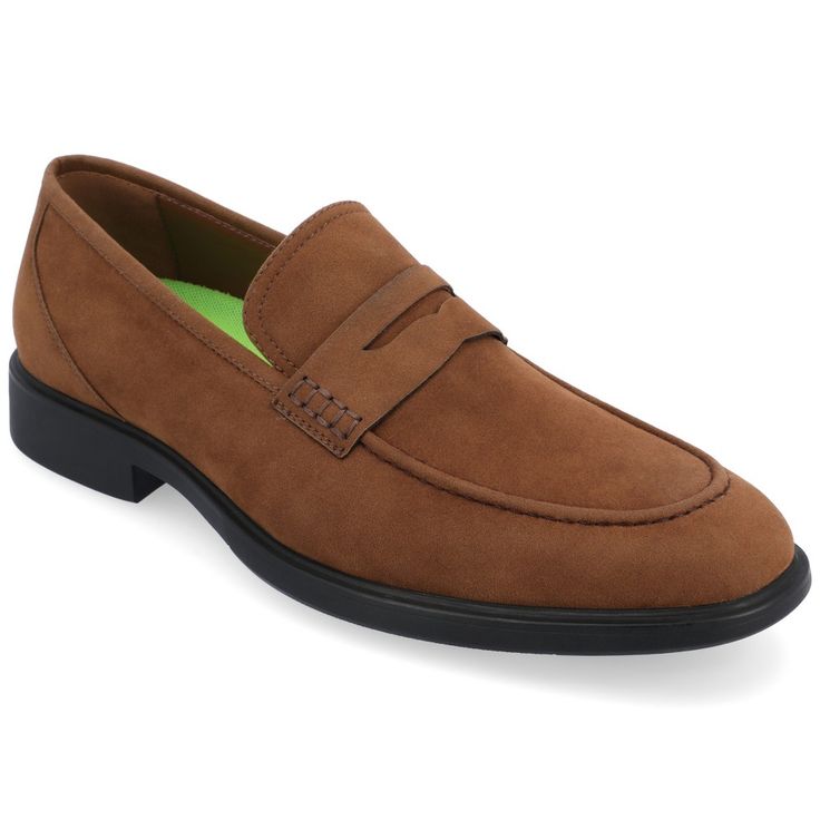 The Keith dress loafer from Vance Co. will take you from work to an evening out with ease. Their 12 mm Tru Comfort Foam� massaging insole and soft vegan leather will keep your feet comfortable during your daily activities. To make this shoe better its round toe and durable rubber outsole make them an instant classic. Dress Loafers, Loafer Slippers, Platform Block Heels, Faux Leather Heels, Wide Shoes, Famous Footwear, Penny Loafer, Clarks Originals, Suede Loafers