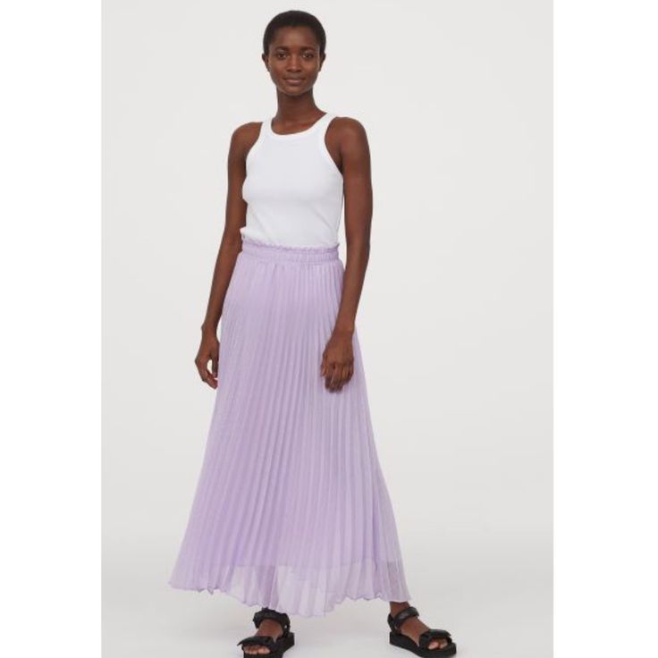 Light Purple Long Lined Pleated Skirt In Airy Fabric With A High Waist, Covered Elastic Waistband With Ruffle Trim Material: 100% Polyester Measurements: " Length Free Shipping For Most Bundles With Multiple Items Low Ball Offers Will Be Declined Chic Pleated Bottoms By H&m, Chic Pleated H&m Bottoms, H&m Pleated Summer Skirt, H&m Pleated Summer Bottoms, H&m Pleated Skirt For Summer, H&m Summer Pleated Skirt, Flowy Purple Pleated Skirt For Summer, H&m Spring Lined Skirt, H&m Lined Skirt For Spring