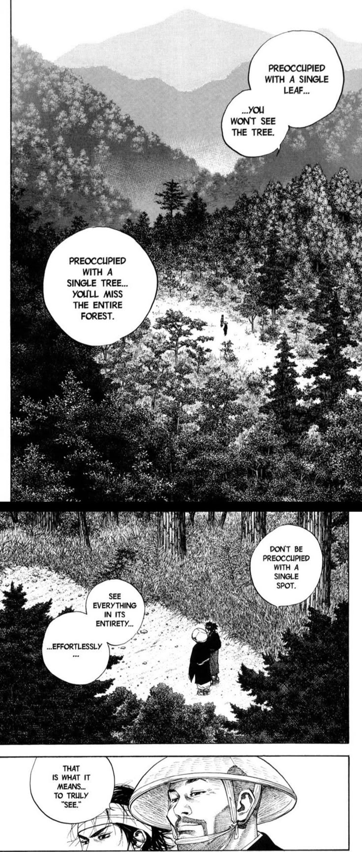 an image of a comic page with two people in the woods