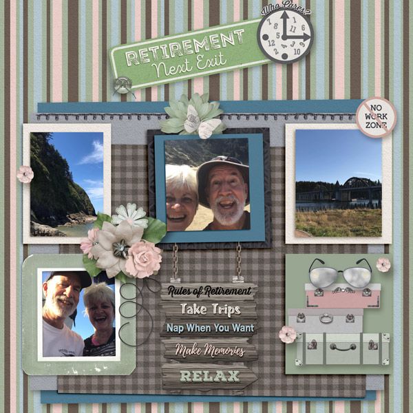 a scrapbook page with photos and words