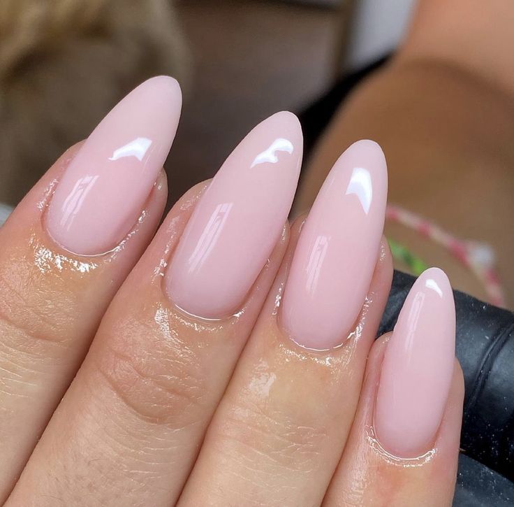 Light Pink Gel Nails, Milky Pink Almond Nails, Strawberry Milk Nails, Gel Nails Shape, Milky Nails, Pink Gel Nails, Girly Acrylic Nails, Cute Acrylic Nail Designs, Almond Acrylic Nails