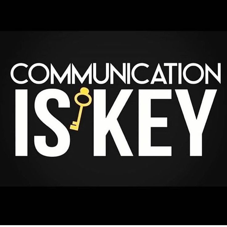 the words communication is key on a black background