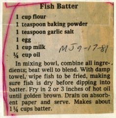 a recipe for fish batter with instructions on how to make it