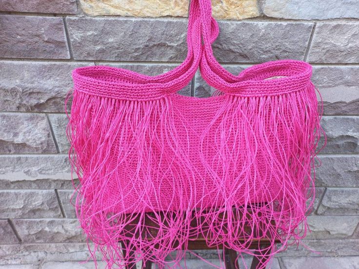 Handmade Pink color Beach Bag Pink Bohemian Crochet Bag For Shopping, Pink Crochet Satchel Bag For Summer, Bohemian Pink Bucket Bag, Pink Handwoven Beach Bag For Summer, Handwoven Pink Beach Bag For Summer, Summer Handwoven Pink Bag, Handwoven Pink Summer Bag, Woven Pouch Beach Bag For Shopping, Summer Pink Handwoven Bag