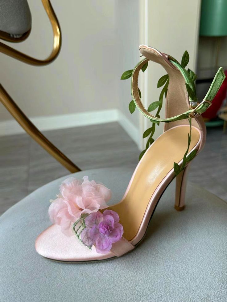 Pink Wedding Heels, Ethereal Flowers, Stunning Heels, Formal Accessories, Pink High Heels, Floral Heels, Floral Sandals, Heels Outfits, Floral Shoes