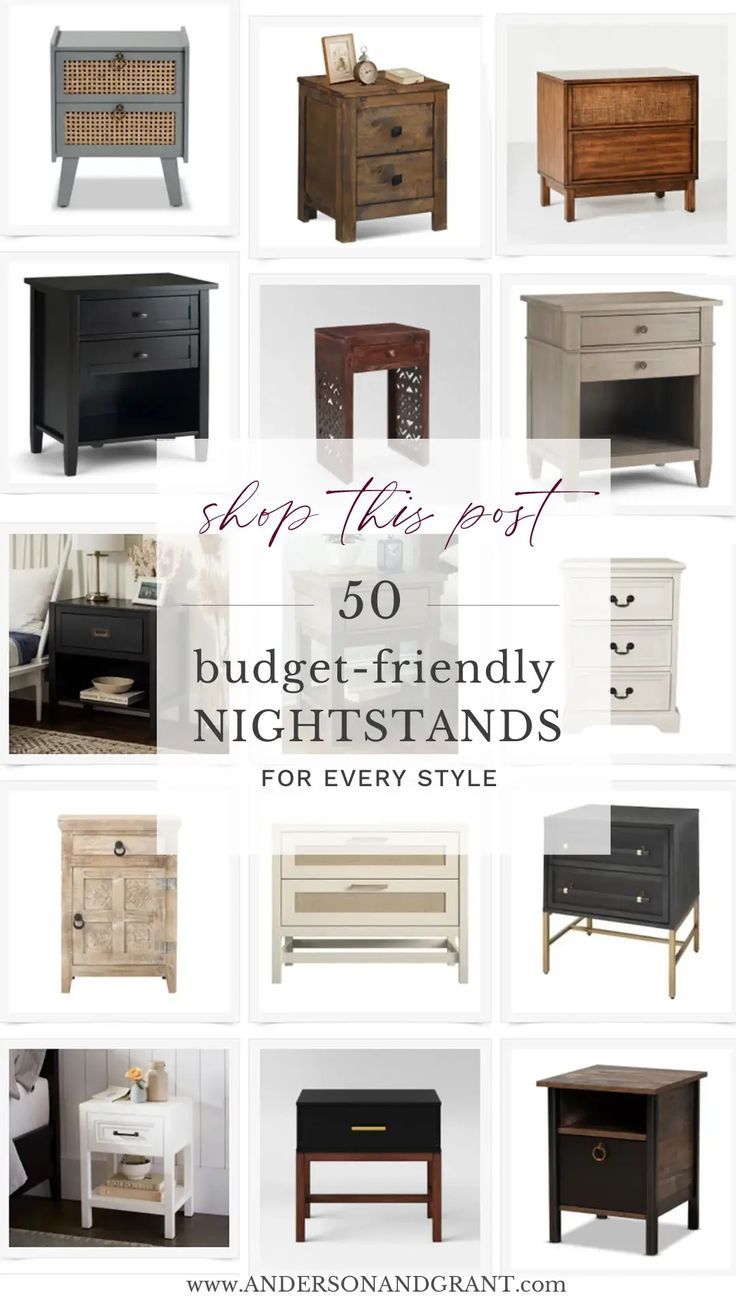 50 Budget Friendly Nightstands for Every Style Night Stand Decor Bedside Tables, Different Bedside Tables, Night Stands Bedroom Bedside Tables, Nightstands Ideas Bedside Tables, Night Tables Bedroom, Industrial Style Bedside Table, Night Stands Ideas, Modern Farmhouse Industrial, Night Stands Bedroom