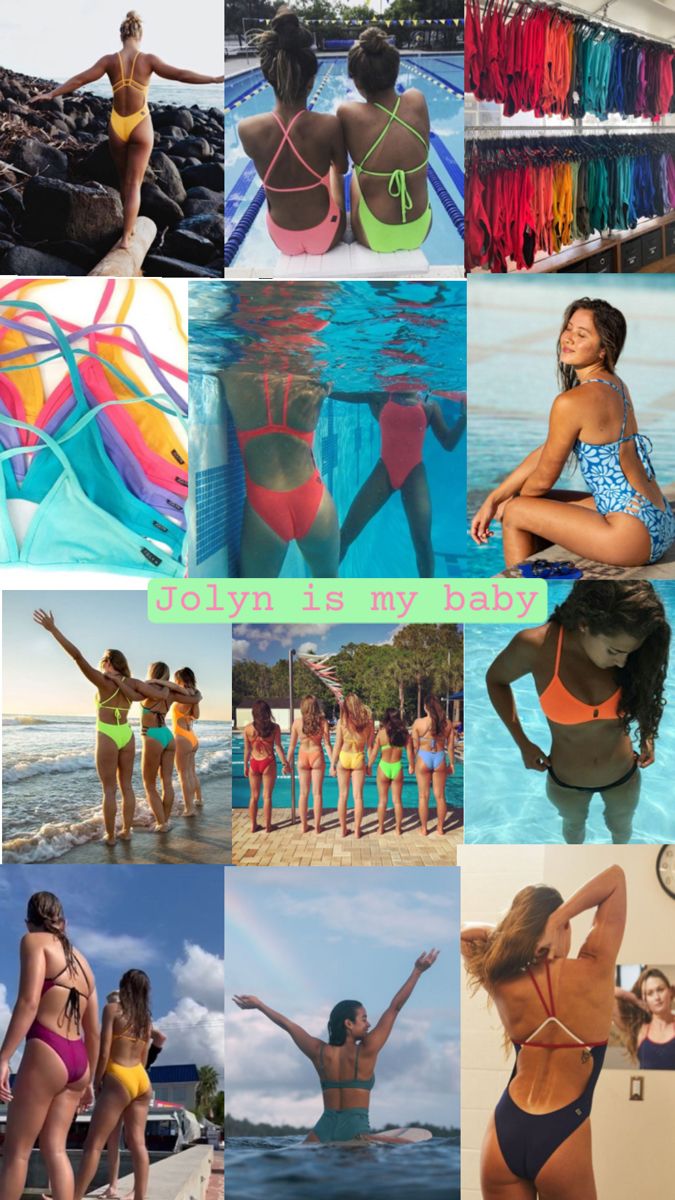 many different pictures of women in bikinis and swimsuits