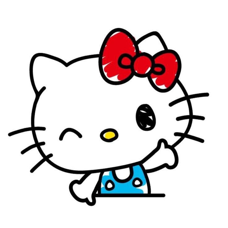 an image of a hello kitty with a bow on it's head and blue dress