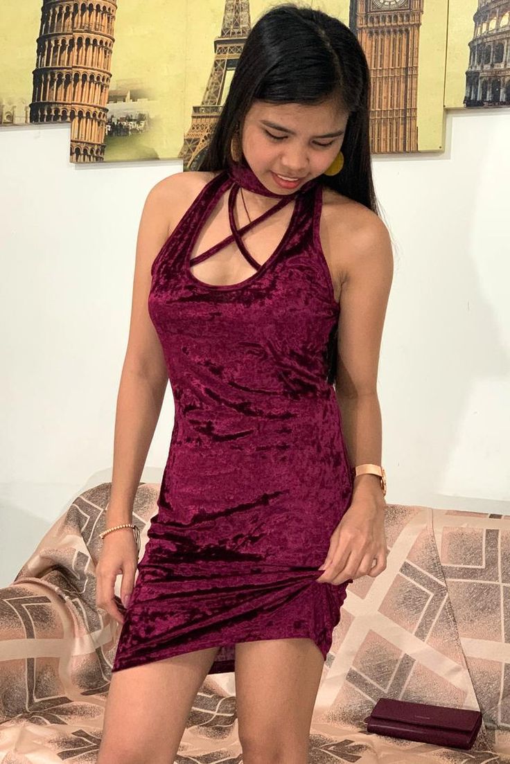 Here is a girly dark red maroon sleeveless casual mini dress (with a velvet fabric and choker on neck). This pretty and cute short dress tight fitted is for sale online. #tightdress #cuteoutfits #fashionaddict  #partywear #partyideas #fashiondiaries #bodycondress #dressaddict #casualdress #styleinspiration #feminine #beautydresses  #pinkdress #sleeves #cutedresses #winterdresses #winterfashion #velvet #reddress #maroon Velvet Dresses For Club, Sleeveless Velvet Mini Dress For Date Night, Sleeveless Velvet Dress For Date Night, Stretch Velvet Mini Dress For Night Out, Velvet Bodycon Dress For Night Out, Velvet Mini Length Bodycon Dress For Date Night, Velvet Mini Bodycon Dress For Date Night, Red Velvet Dress Tight, Velvet Knee-length Mini Dress For Night Out