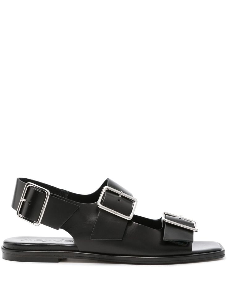 black calf leather smooth grain square open toe double-strap design slingback strap branded leather insole low block heel leather outsole buckle fastening High Quality Shoes, Black Leather Shoes, Van Cleef Arpels, Strap Design, Sandals Black, Pump Sandals, Lady Dior, Hermes Birkin, Luxury Shoes