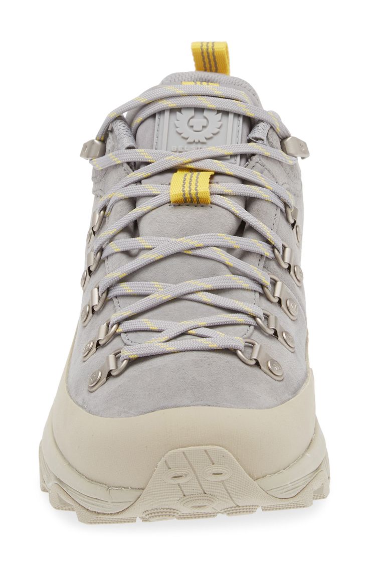 A Belstaff logo marks the tongue on this updated hiking shoe featuring a suede upper, Super Rebound Compound midsole and durable Vibram® TC5+ outsole. A Cleansport NXT-treated footbed cover means fresh strides, while FloatEco Foam lends lightweight cushioning. Lace-up style Removable, cushioned insole Vibram® TC5+ tread maximizes surface contact for multisport activities Leather and synthetic upper/textile lining/synthetic sole Imported Rugged Gore-tex Sneakers With Boost Midsole, Casual Mid-top Trail Running Shoes With Vibram Sole, Gore-tex Running Shoes With Rubber Sole For Hiking, Mid-top Hiking Sneakers With Vibram Sole, Synthetic Mid-top Sneakers With Vibram Sole, Hiking Sneakers, Hiking Shoes, Up Styles, Hiking