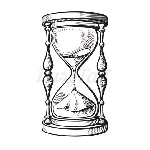 an hourglass with sand running through it and the word pisa written in red