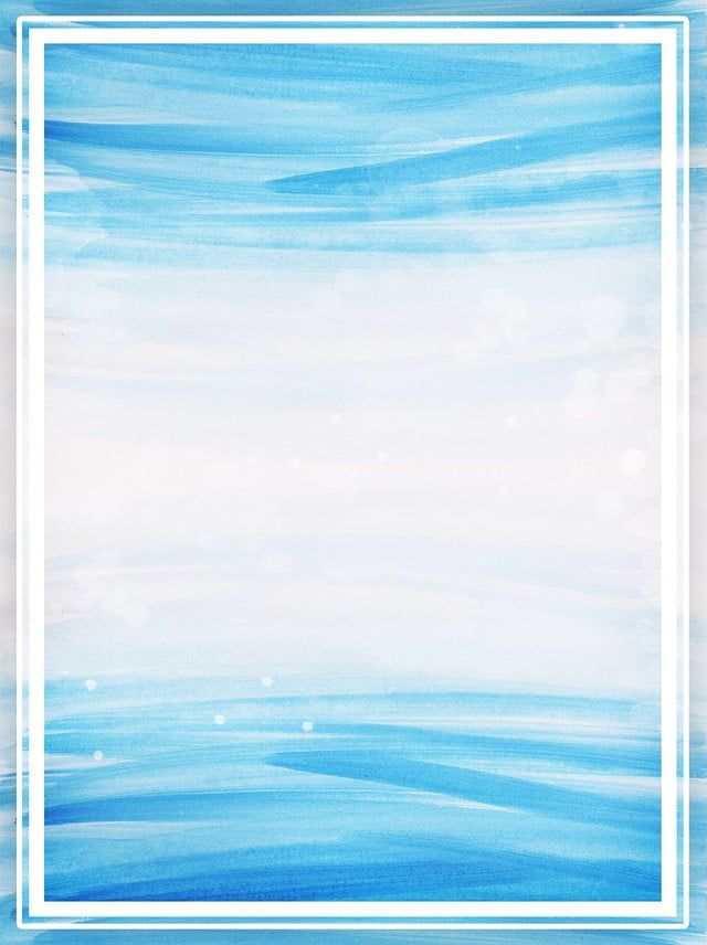 a blue and white watercolor background with a square frame