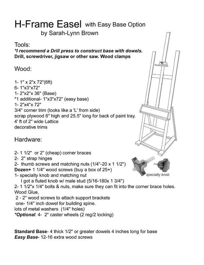 an instruction manual for the h - frame easel with easy base option and instructions