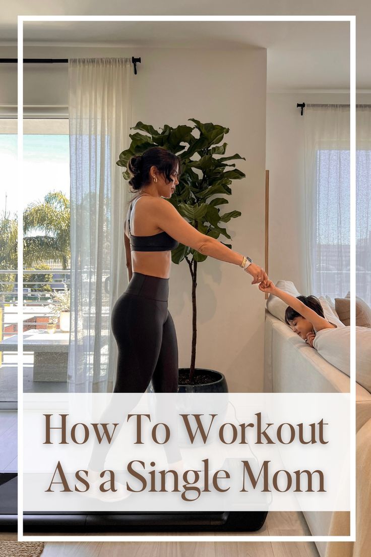 a woman stretching her arm with the words how to workout as a single mom