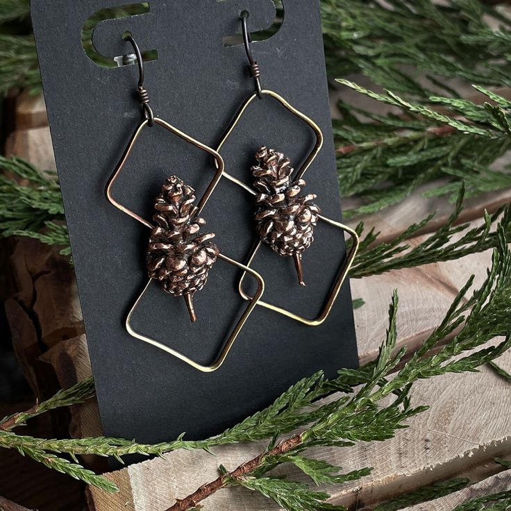 Copper Pinecone, Pinecone Earrings, Witch Vibes, Glam Jewelry, Green Witch, Soft Bristle Brush, Copper And Brass, Resin Earrings, Copper Earrings