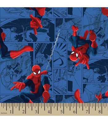 spider - man fabric with blue background