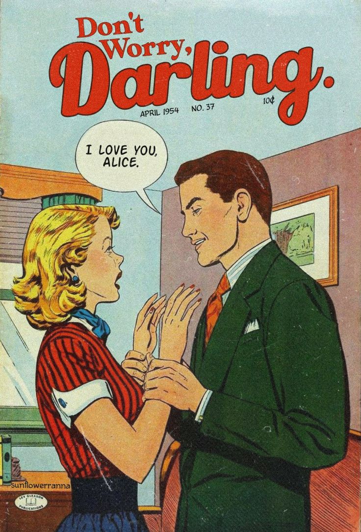 an old comic book with a man talking to a woman