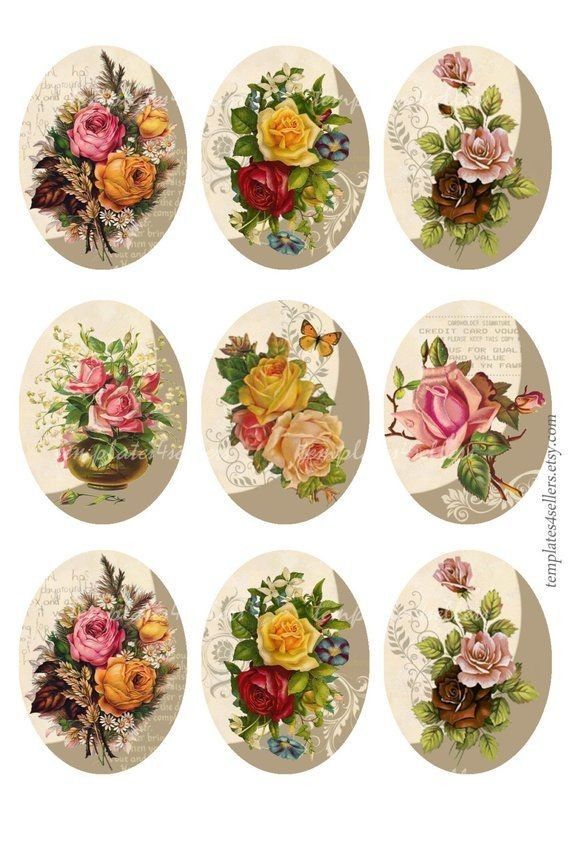 six different images of flowers on paper