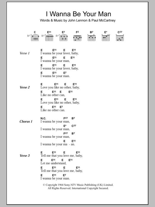 i wanna't be your man guitar chords